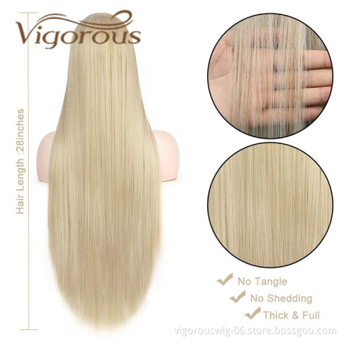 Vigorous High Quality Cheap Price Long Silky Straight Wave Blonde Middle Part Cosplay For Black Women Synthetic Hair Wigs